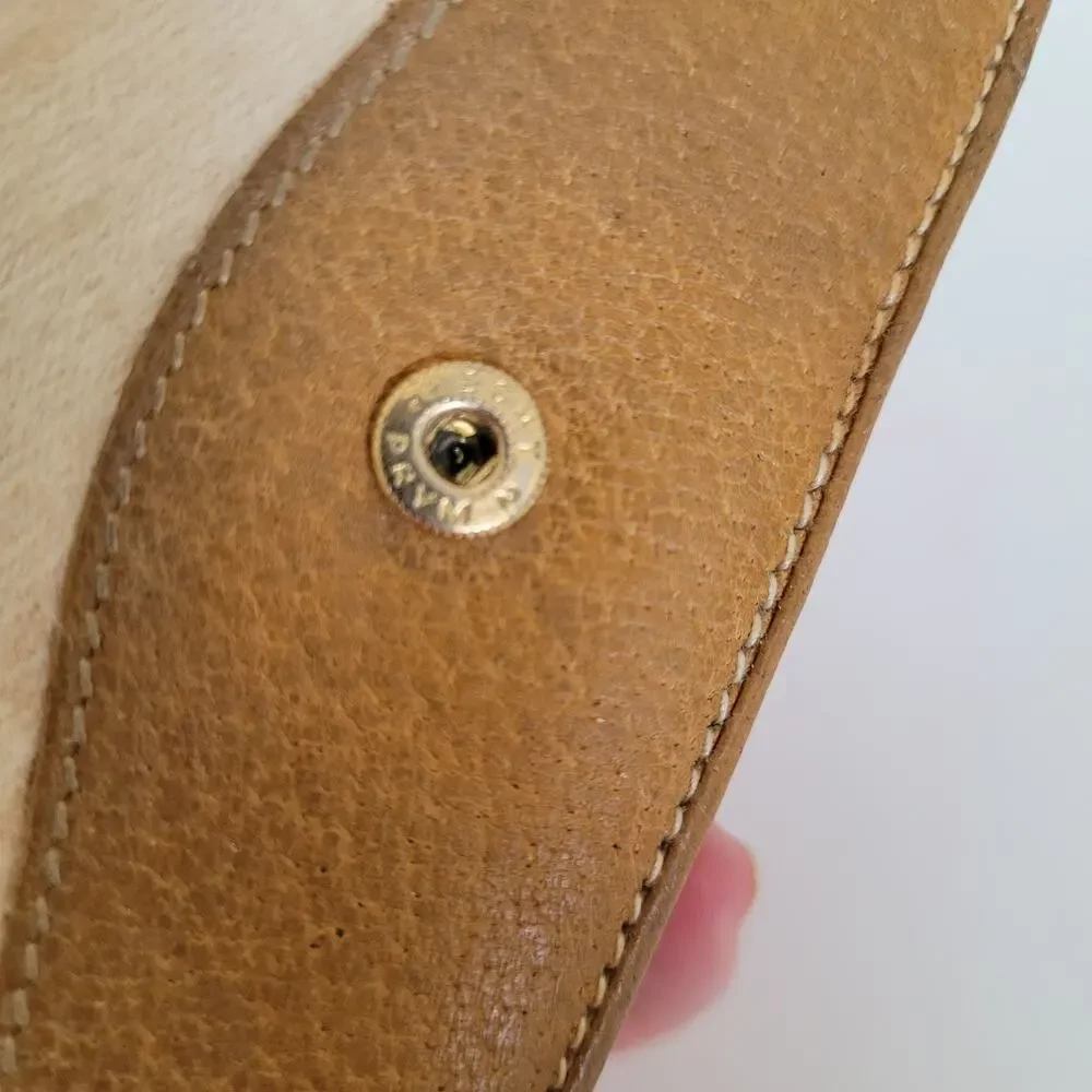 Vintage‎ Gucci Bi-Fold Wallet Tan Leather & Canvas Made in Italy Snap Closure